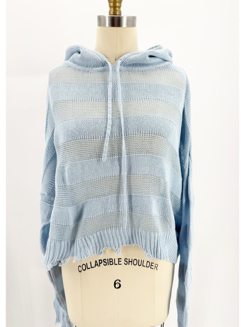 RtA Marvin Cropped Hoodie Sweater in Baby Blue S - Picture 2 of 9